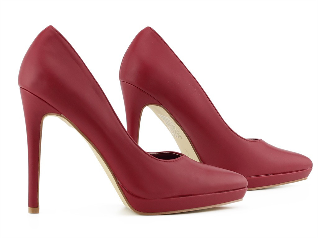 Kastanienbraune Plateau-Stilettos aus Ökoleder - 3