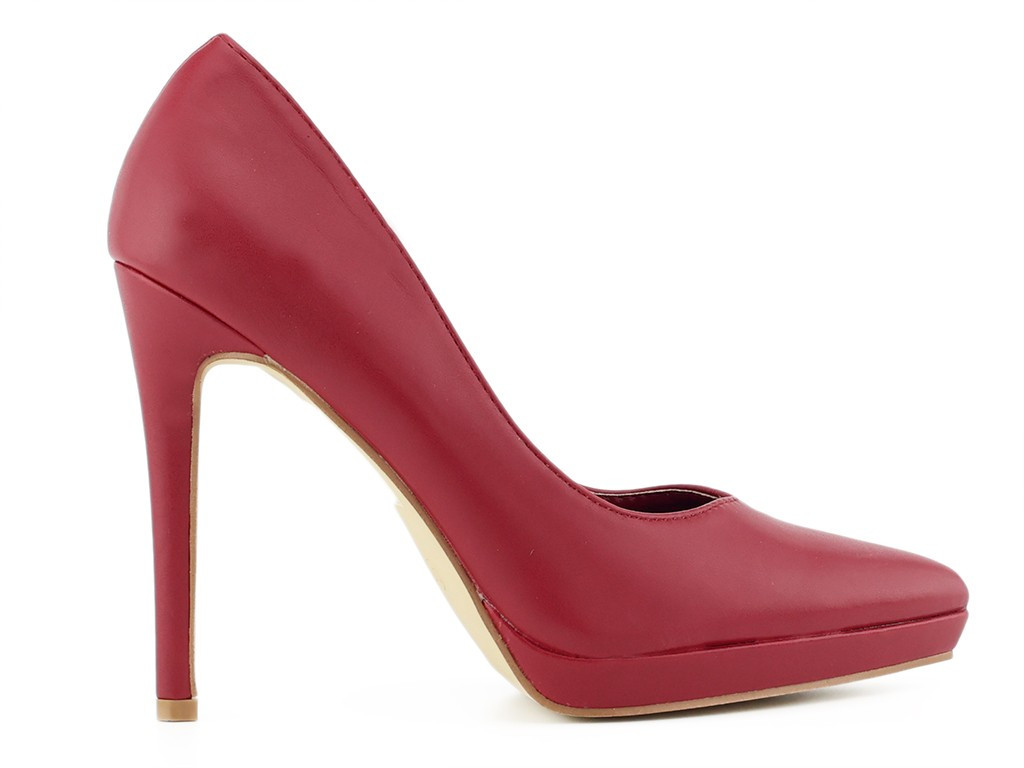 Stilettos à plateforme marron en cuir écologique - 1