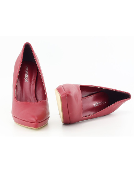 Stilettos à plateforme marron en cuir écologique - 5