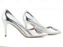 Pantofi stiletto pentru femei din lac de argint - 5