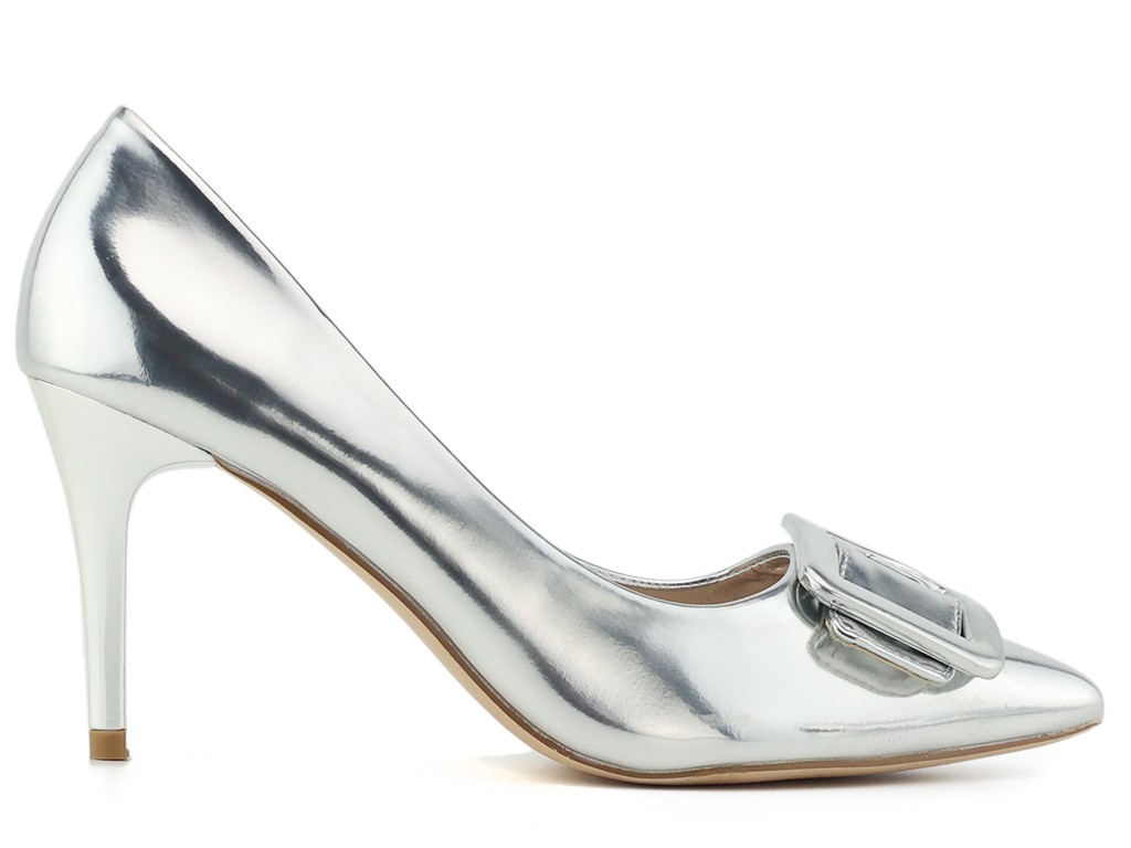 Women's silver stilettos lacquer - 1