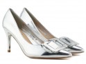Pantofi stiletto pentru femei din lac de argint - 2