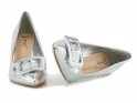 Pantofi stiletto pentru femei din lac de argint - 6