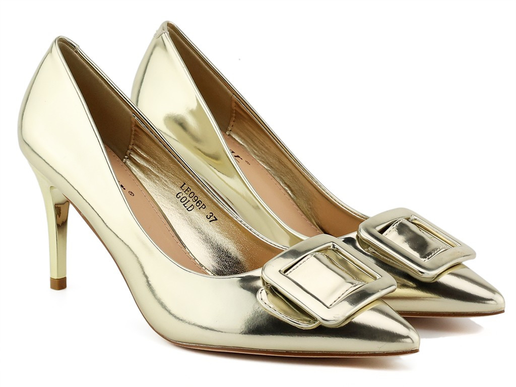 Damen-Stilettos aus Goldlack - 2