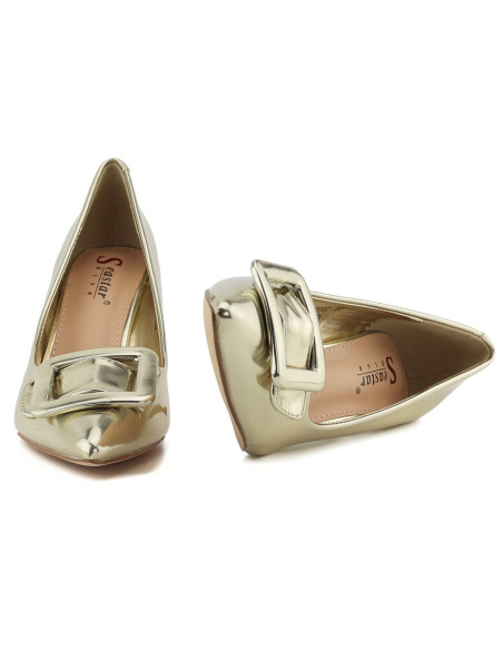 Talons aiguilles en laque d'or pour femmes - 5