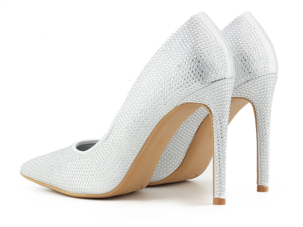 Silberne glitzernde Damen-Stilettos - 3