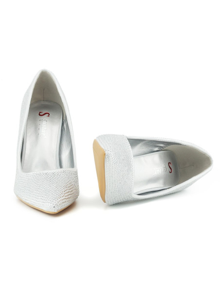 Women's silver sparkling stilettos - 4