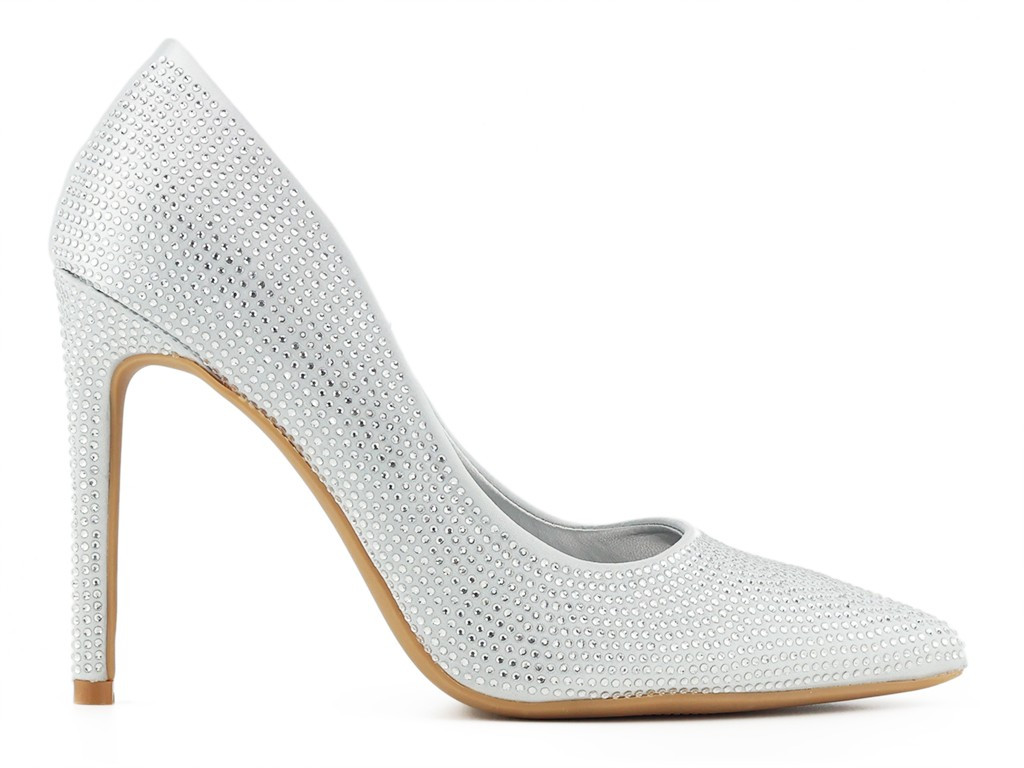 Women's silver sparkling stilettos - 1