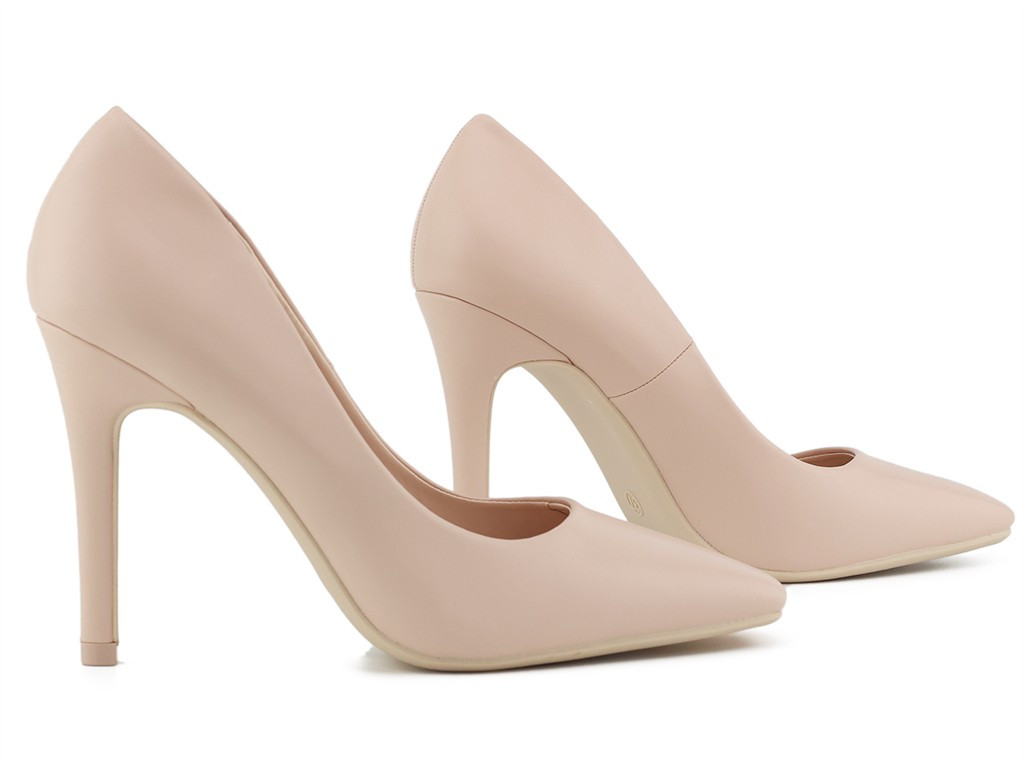 Beige matte platform stilettos - 3