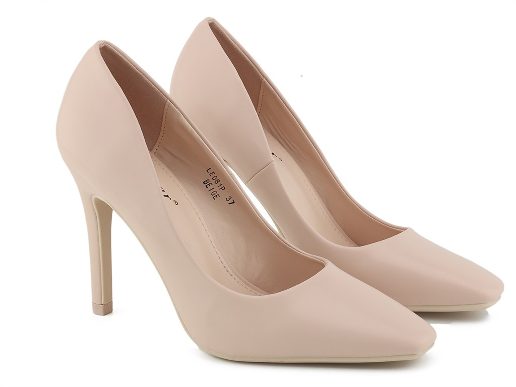 Talons aiguilles à plateforme beige mat - 2