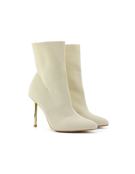 Beige women's stiletto boots - 2