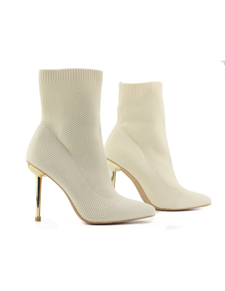 Beige Damenstiefel mit Stiletto-Absatz - 4