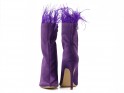 Purple women's stiletto heeled boots with feathers - 5