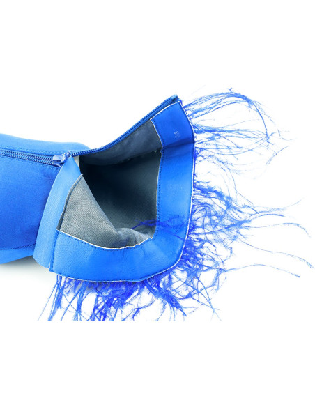 Bottes bleues à talons aiguilles pour femmes avec plumes - 5