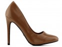 Brown women's stilettos lacquer shoes - 1