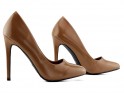Brown women's stilettos lacquer shoes - 4