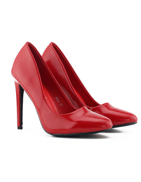 Red women's stilettos lacquer shoes - 2