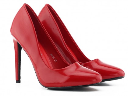 Red women's stilettos lacquer shoes - 2