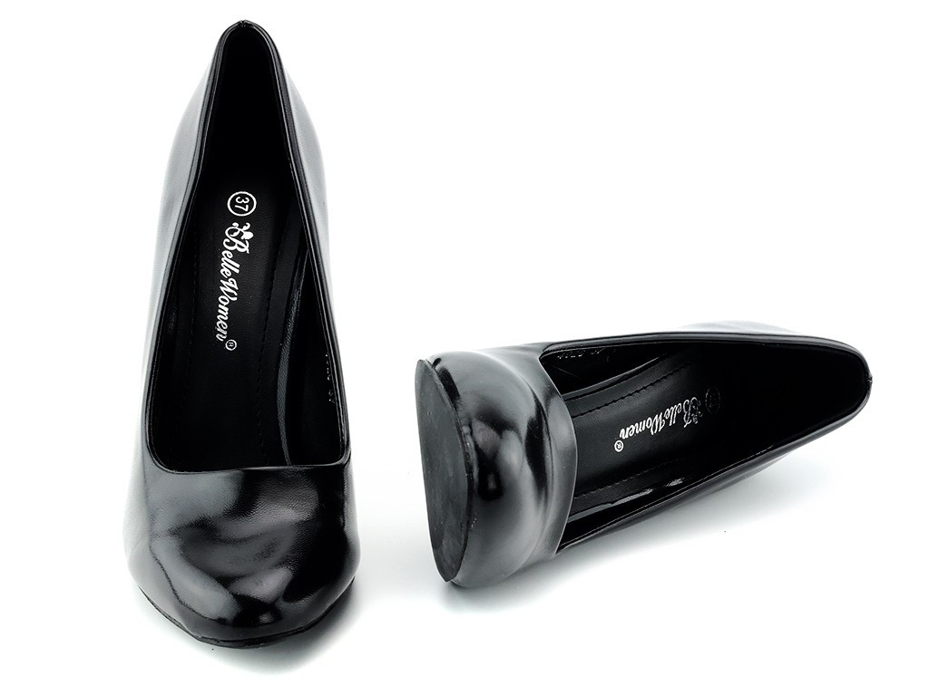Talons aiguilles noirs brillants pour femmes - 6