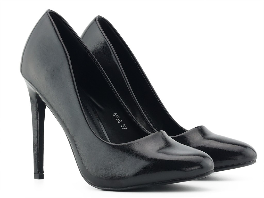 Stilettos negri lucioși pentru femei - 2