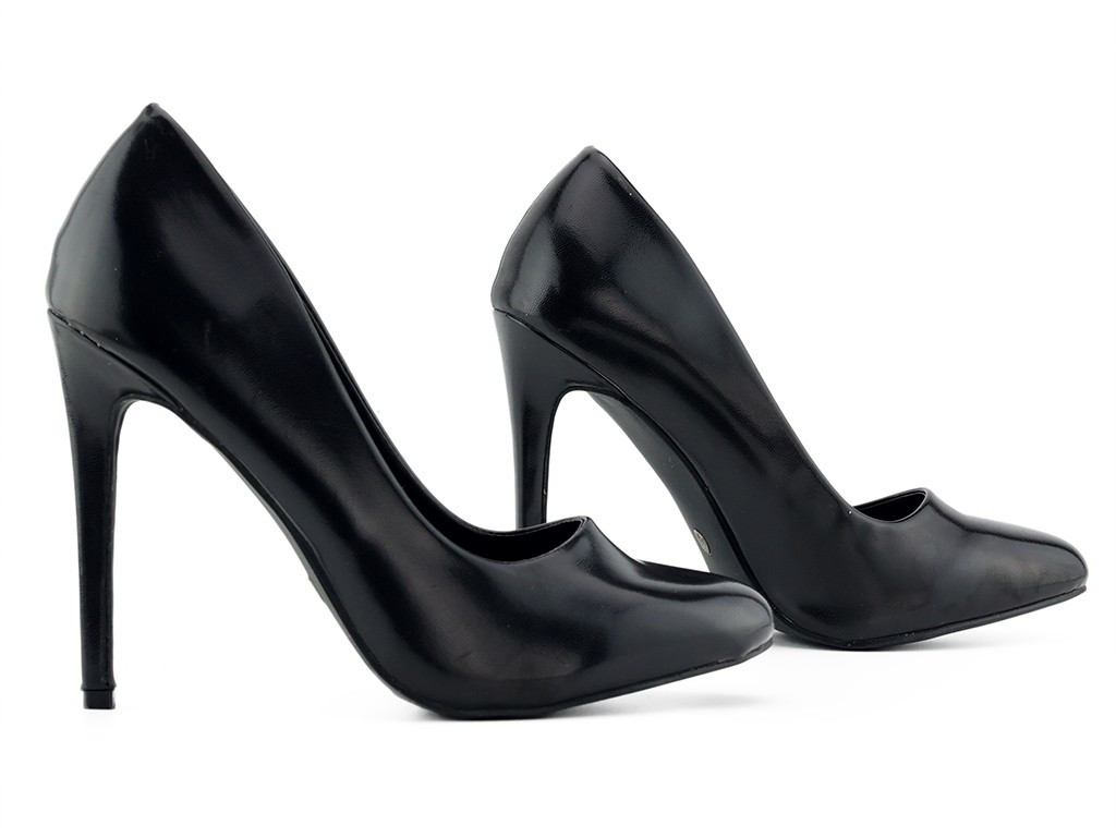 Stilettos negri lucioși pentru femei - 5