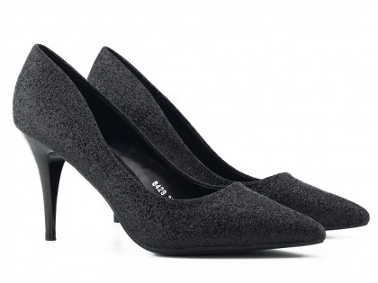 Black glitter stiletto heels - 2