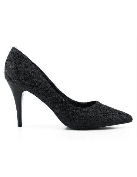 Melni mirdzoši brokāta stilettos - 1
