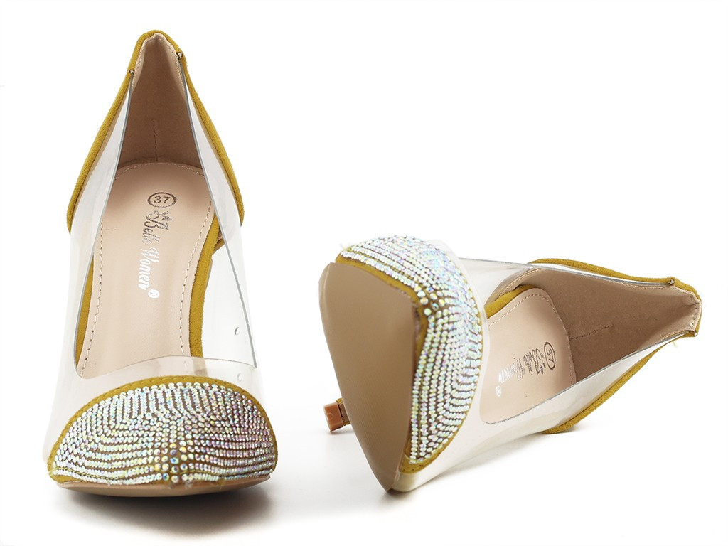 Sieviešu caurspīdīgie stilettos ar cirkoniem - 6