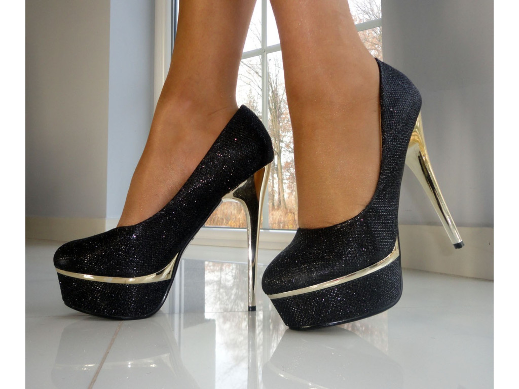 GLITTER PINK BLACK PLATFORM