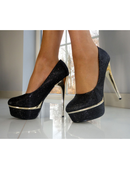 GLITTER PINK BLACK PLATFORM