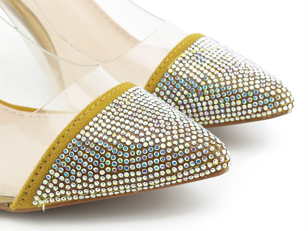 Talons aiguilles transparents pour femmes avec zircons - 3