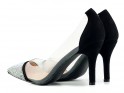 Női fekete átlátszó tűsarkú cipő cirkonokkal - 4
