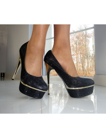 GLITTER PINK BLACK PLATFORM