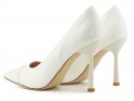 Biele dámske topánky na podpätku z ekokože - 5
