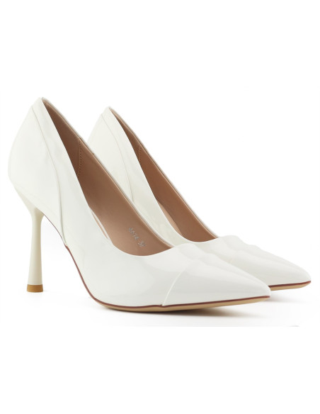 Pantofi stiletto de damă albi din piele ecologică - 1