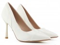 Pantofi stiletto de damă albi din piele ecologică - 1