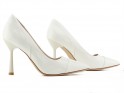 Bílé dámské boty na podpatku z ekokůže - 6