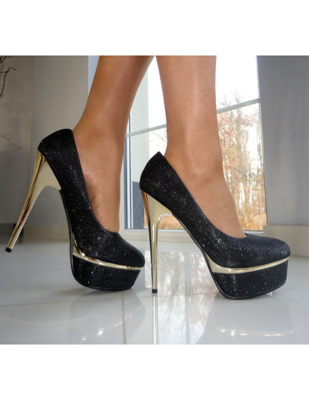 GLITTER PINK BLACK PLATFORM