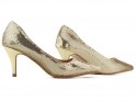 Women's low gold sequin stilettos - 5