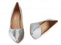 Сріблясті жіночі туфлі на низьких підборах з блискітками - 3