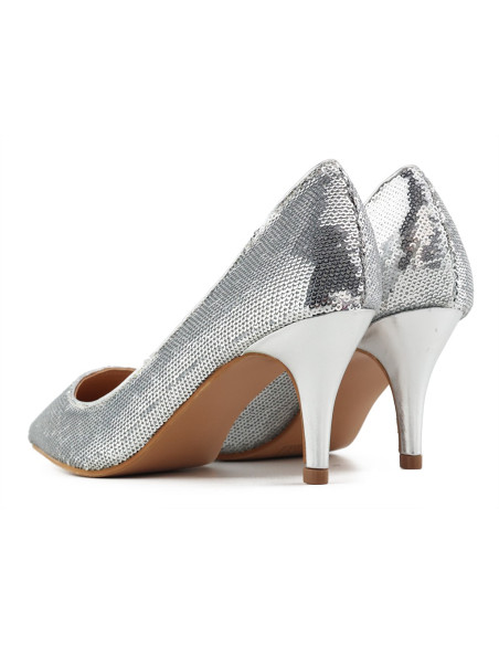 Talons aiguilles argentés pour femmes avec paillettes - 4