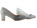 Pantofi cu sclipici pentru femei de culoare argintie și neagră ombre - 3