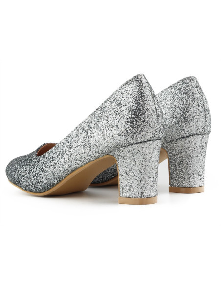 Silberne und schwarze ombre Glitzerpumps für Damen - 4