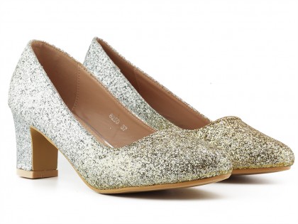 Pantofi cu sclipici ombre argintiu și auriu - 2