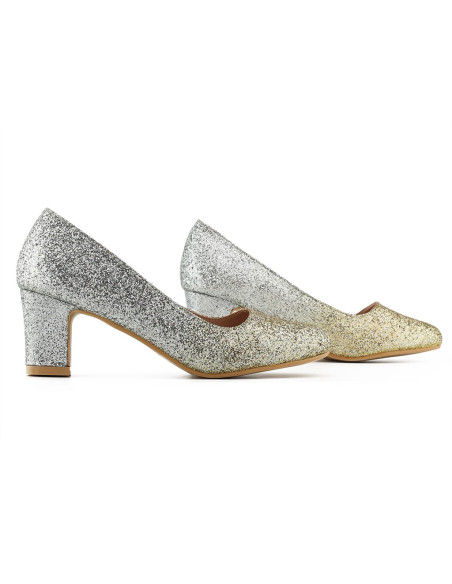 Silver and gold ombre glitter pumps - 4