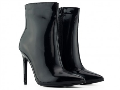 Чорні жіночі лаковані черевики на шпильці - 2