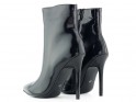 Black stiletto women's patent leather boots - 4