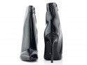 Black stiletto women's patent leather boots - 5