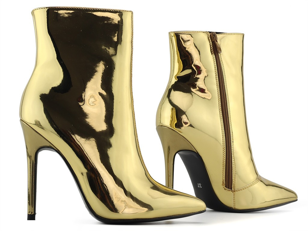 Cizme stiletto de aur oglindă strălucire oglindă - 3