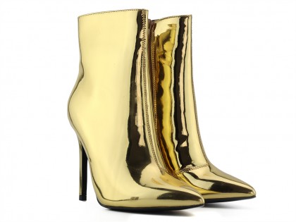 Gold stiletto boots mirror shine - 2